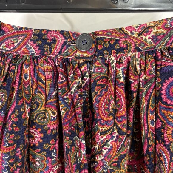 Vintage Paisley Boho Midi Skirt 30" L 24" Waist Cottagecore Flowy No Tag - Picture 2 of 15